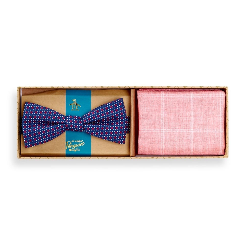 NWT Original Penguin Tompkins 2pc Blue Bow Tie Set